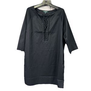Lauren Ralph Lauren Women black cotton blend  grommet lace up 1x
